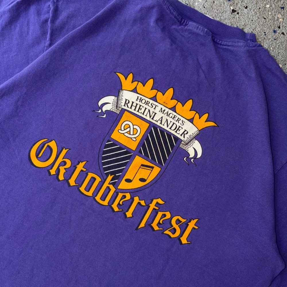 Vintage Hanes Heavyweight Oktoberfest Horst Magers Rheinlander Purple Tee Large